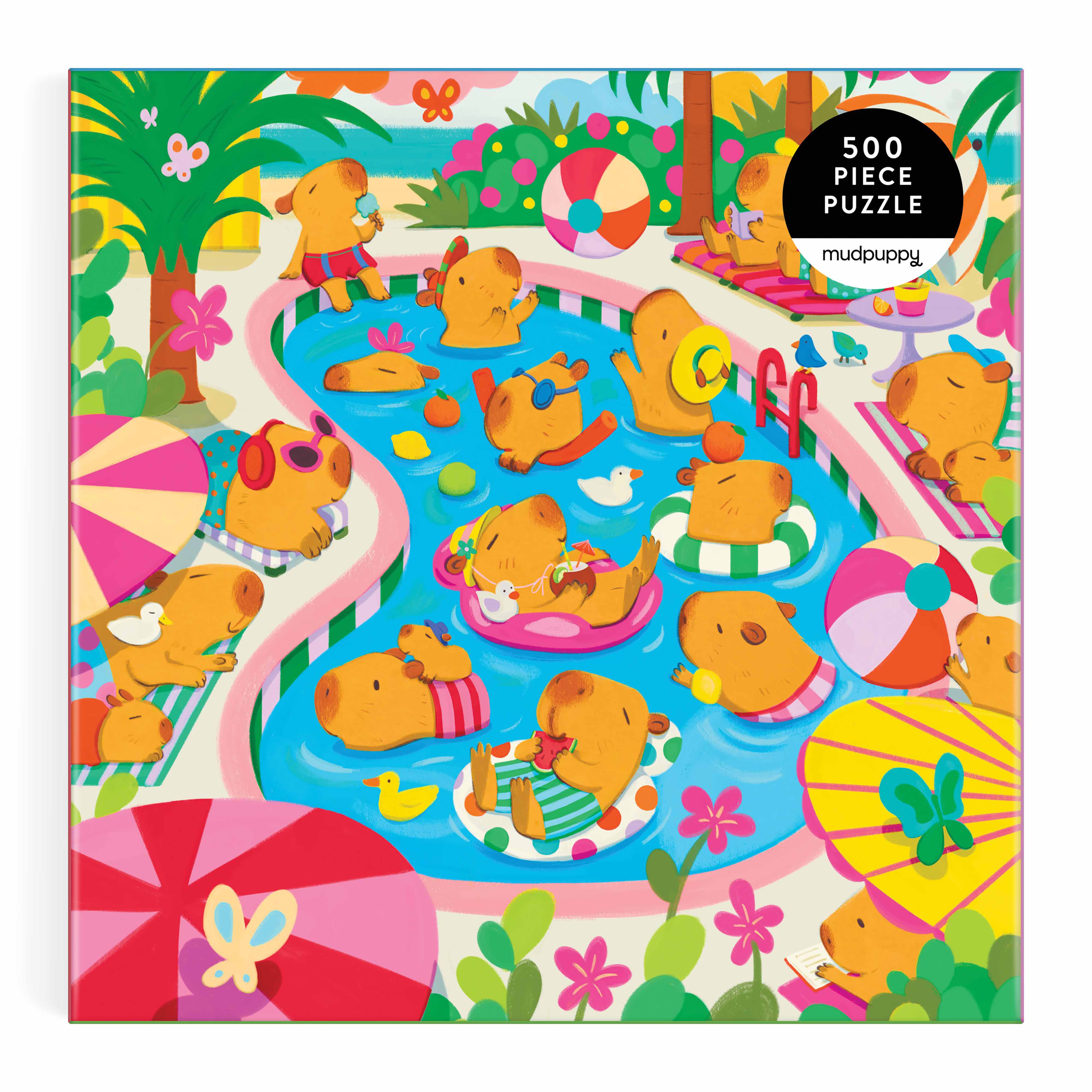 Capybara Pool Day Family Puzzle-500pc