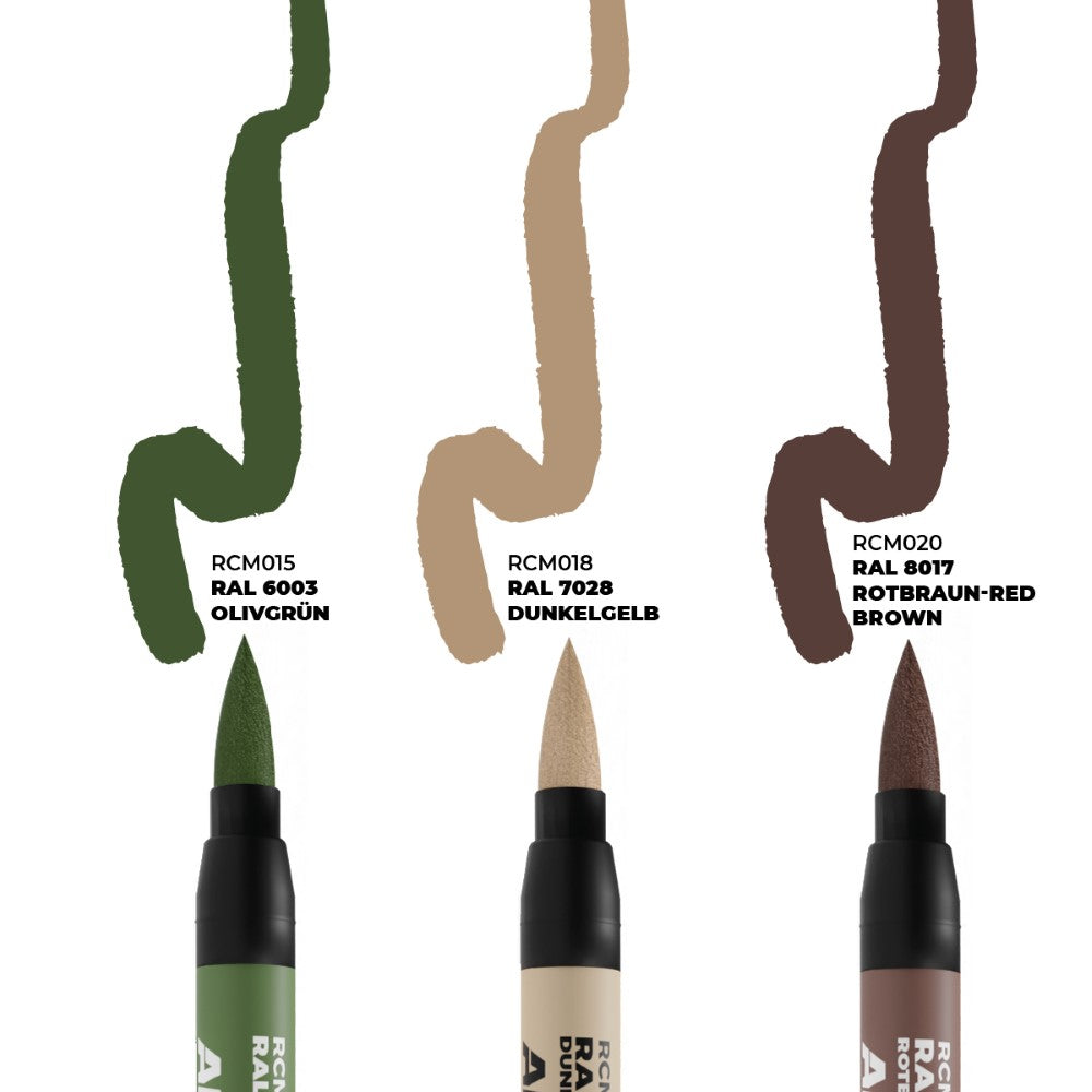 Late German AFV Camo Colors- RC Marker Set - AK-Interactive: Real Colors Markers