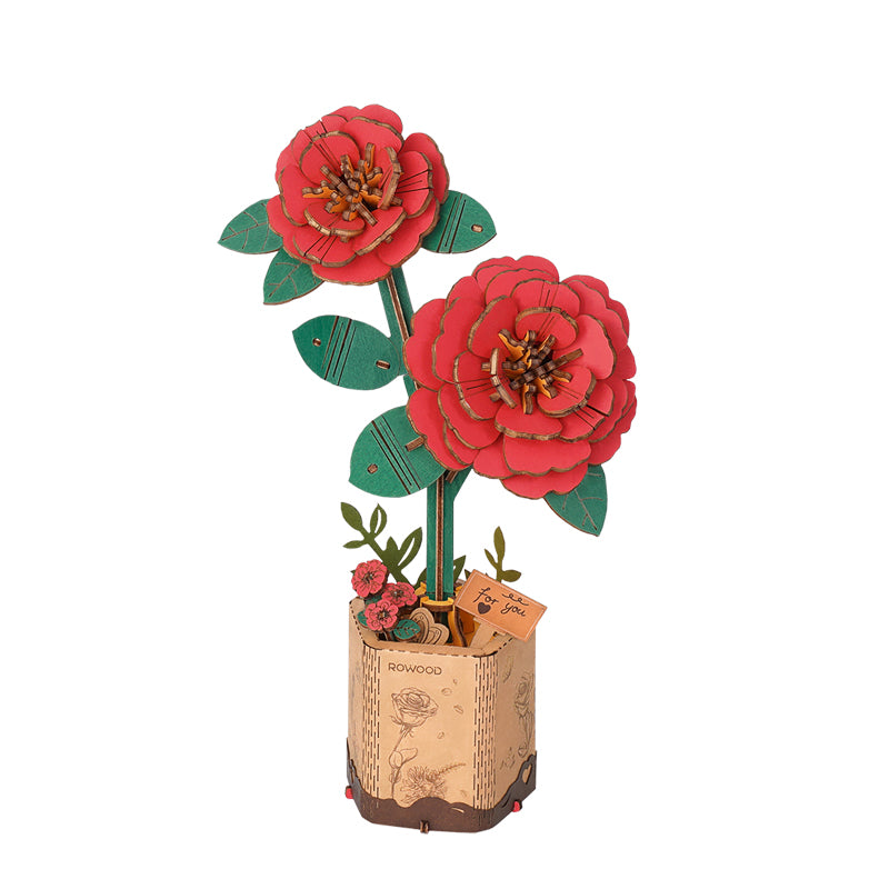 Red Camellia - Wood Bloom - ROBOTIME