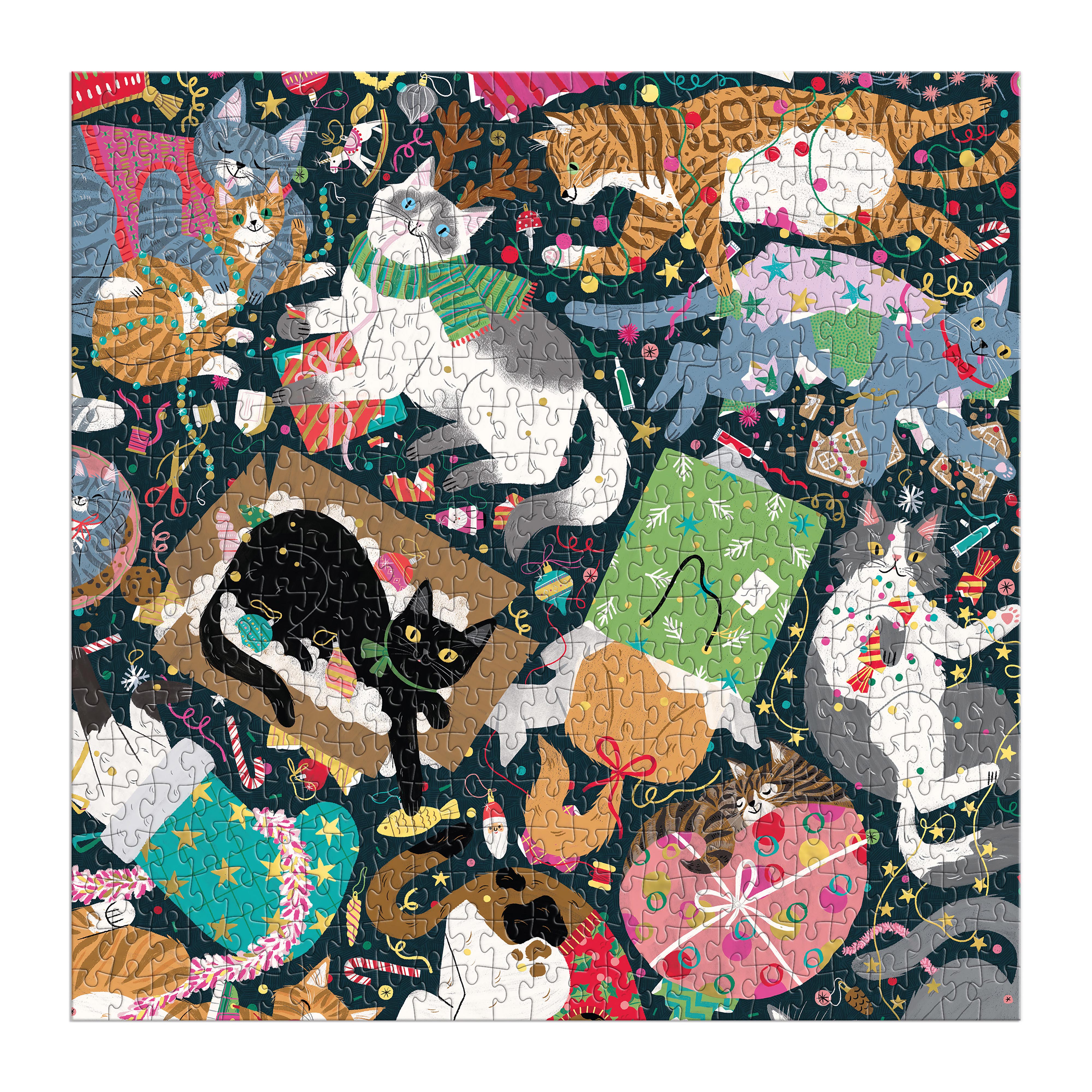 Catmas Chaos Foil Puzzle 500pc - Galison