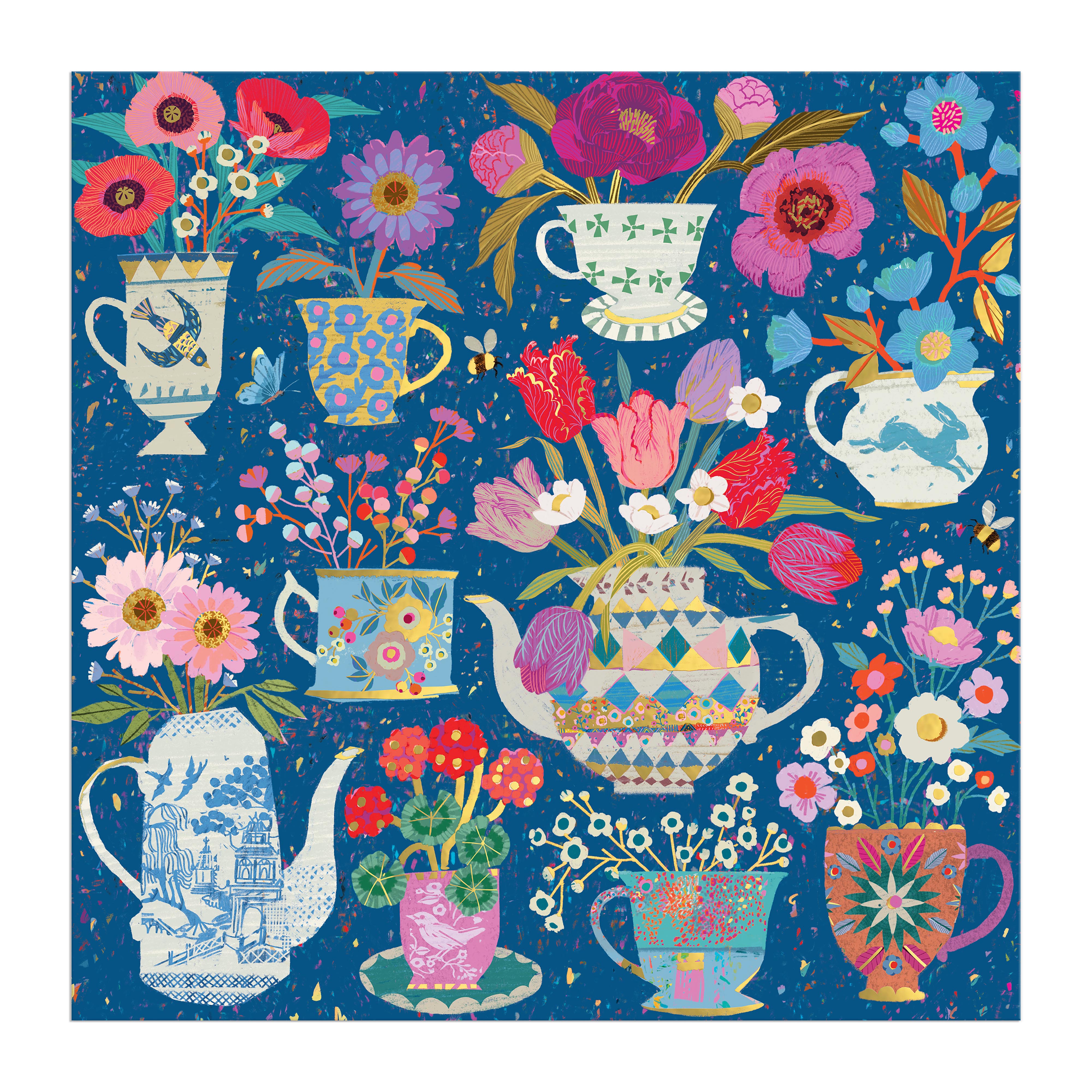 Potted Teacups Foil - Victoria Ball - 500pc Galison