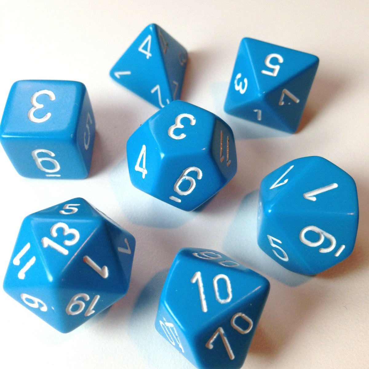 CHX25416 Opaque Polyhedral Light Blue/white 7-Die Set Chessex
