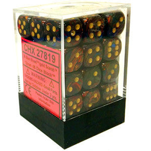 CHX27819 Scarab 12mm d6 Blue Blood/gold Dice Block Chessex