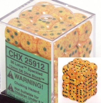 CHX25912 Lotus Dice D6 Speckled 12mm 36 Dice Block