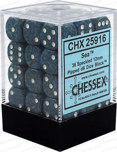 CHX25916 Sea Dice D6 Speckled 12mm 36 Dice Block