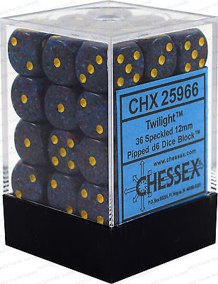 CHX25966 Twilight Dice D6 Speckled 12mm 36 Dice Block