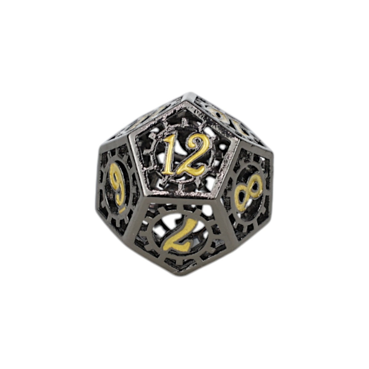 Metal RPG Clockwork Sun Dice Set Gold/Black - LPG Dice Set
