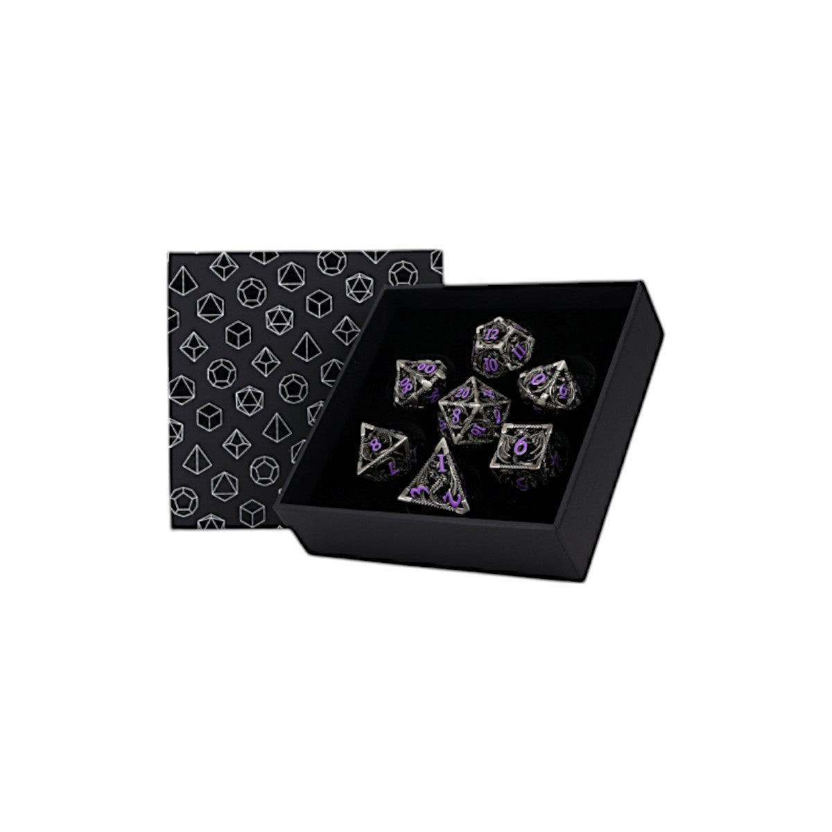 Metal RPG Dragon Hollow DiceSet Metal/Purple - LPG Dice Set