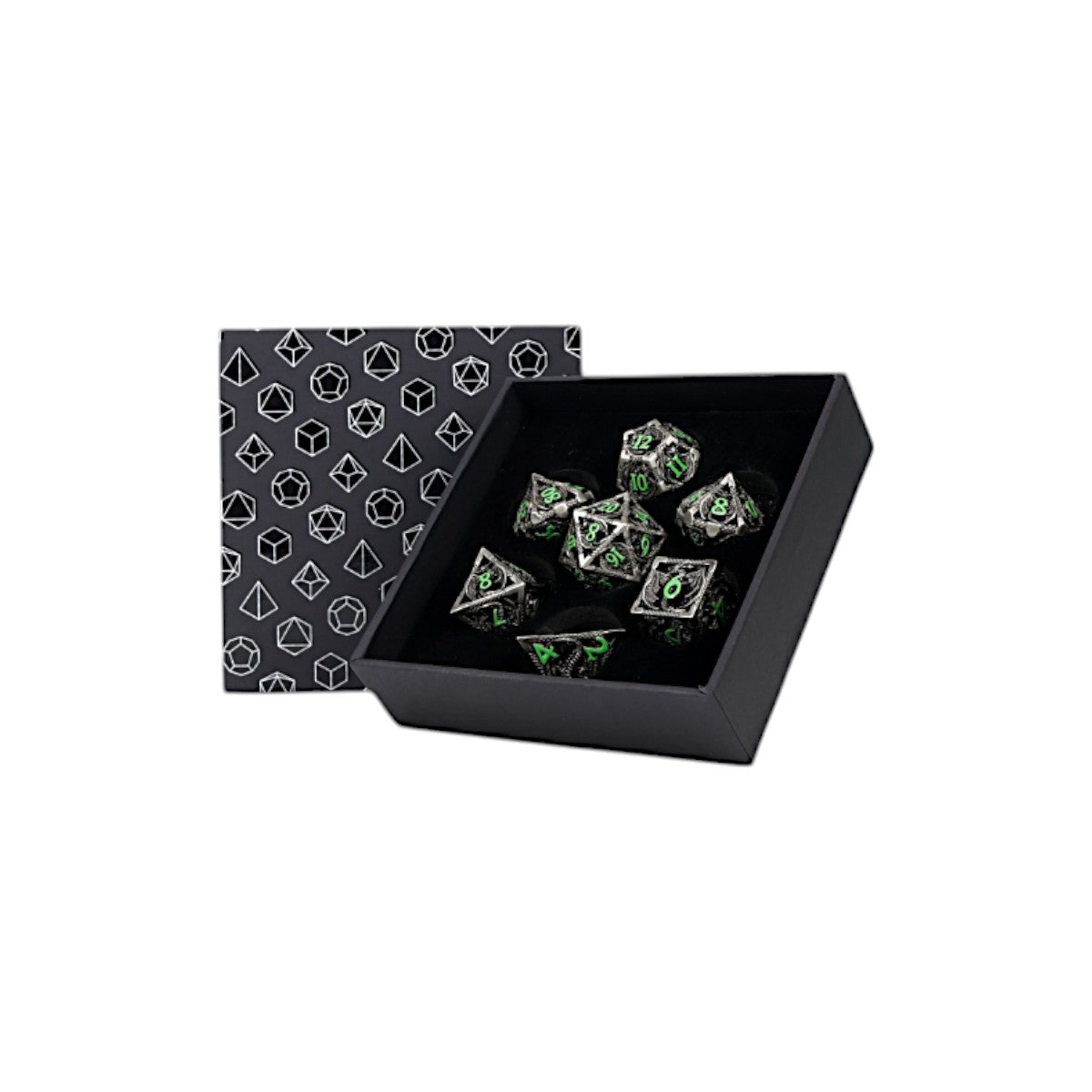 Metal RPG Dragon Hollow Dice Set Metal/Green - LPG Dice Set