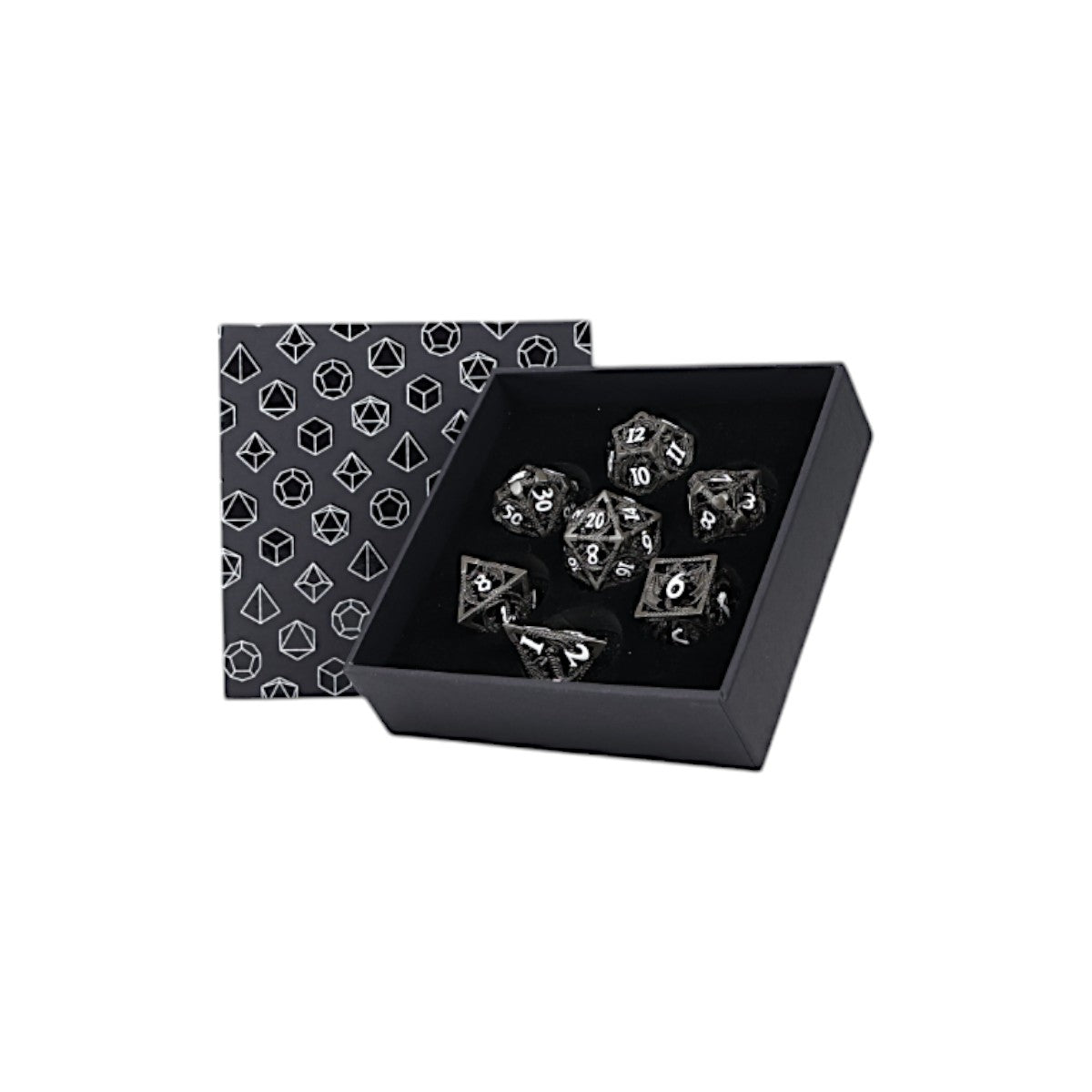 Metal RPG Dragon Hollow Dice Set Metal/Black - LPG Dice Set