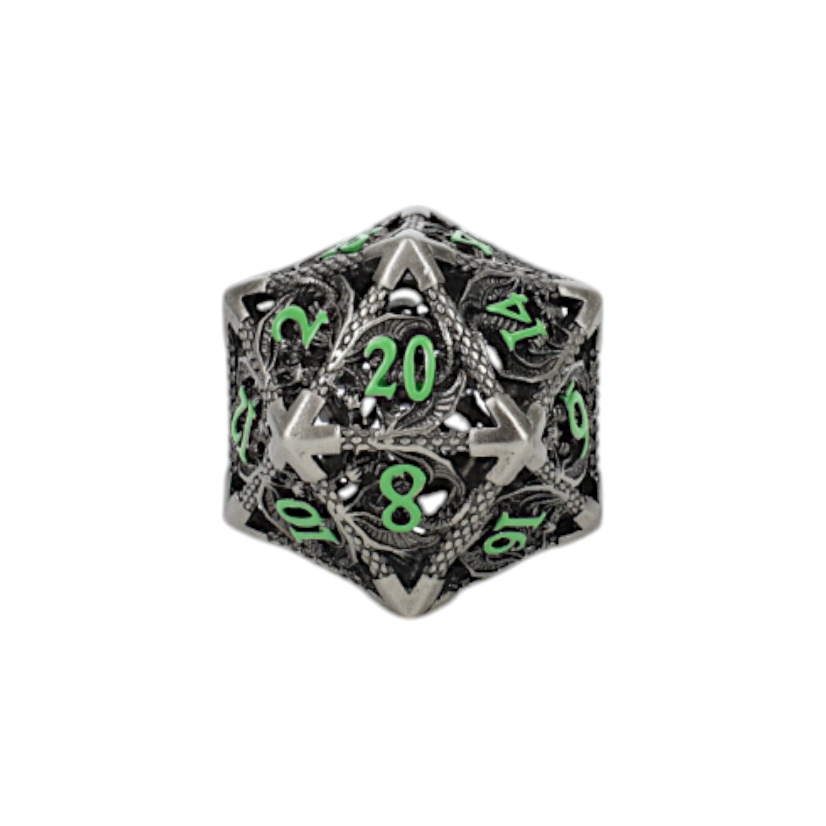 Metal RPG Dragon Hollow Dice Set Metal/Green - LPG Dice Set
