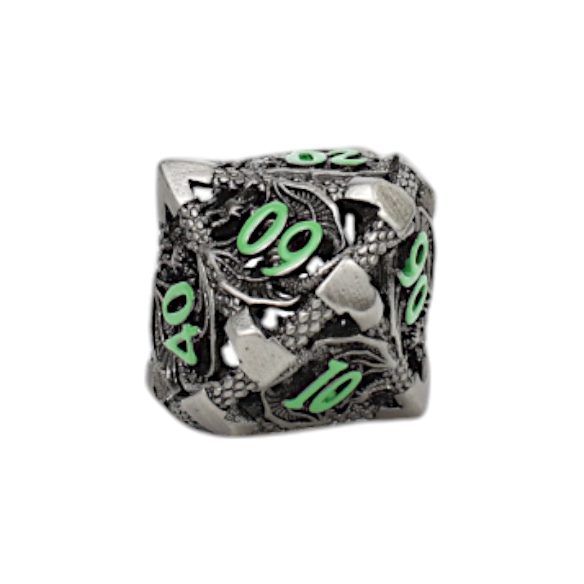 Metal RPG Dragon Hollow Dice Set Metal/Green - LPG Dice Set