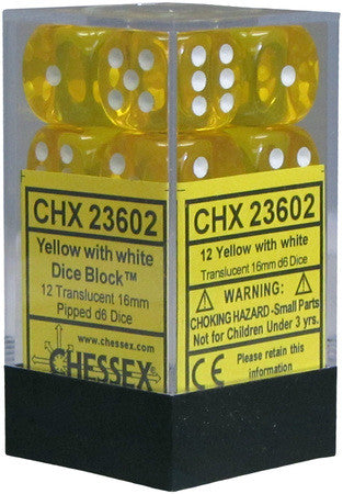 CHX 23602 Translucent 16mm  d6 Yellow/White Block (12) - 128277