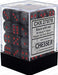 CHX27878 Velvet 12mm d6 Black/red Dice Block Chessex