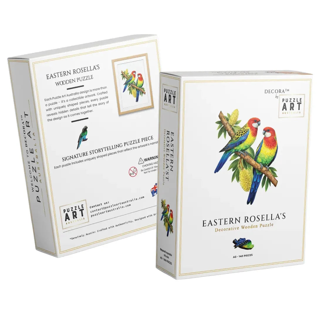 A3 Eastern Rosella Pair Wooden Puzzle - Puzzle ART