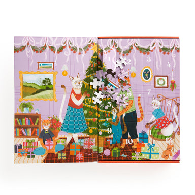 Meowy Christmas 12 Days of Puzzles 500pc - Galison
