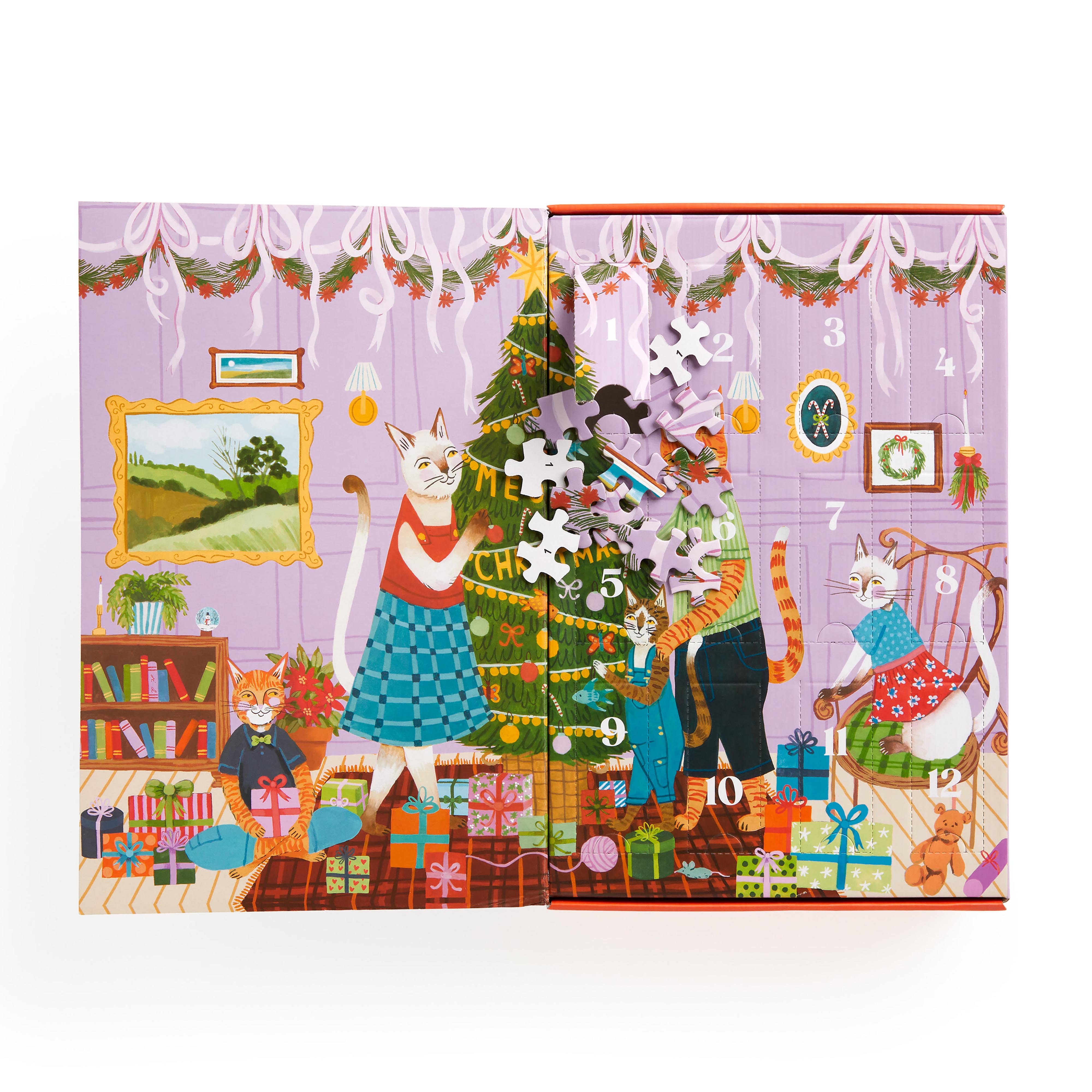 Meowy Christmas 12 Days of Puzzles 500pc - Galison