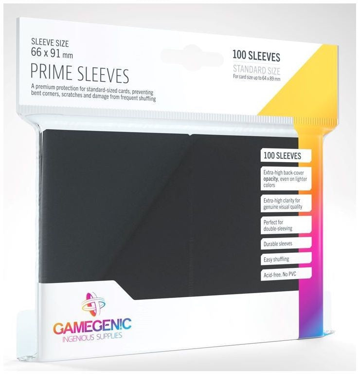 Black Prime Card Sleeves (66mm x 91mm) (100 Sleeves Per Pack) - Gamegenic