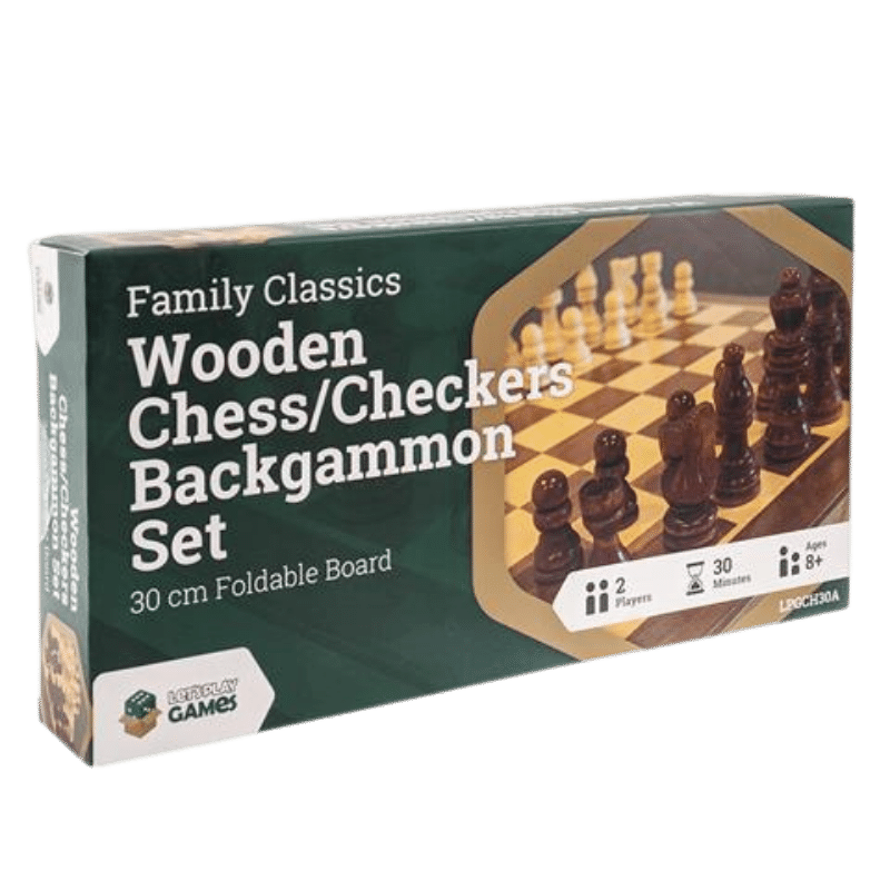 LPG 30cm Wooden Folding Chess/Checkers/Backgammon