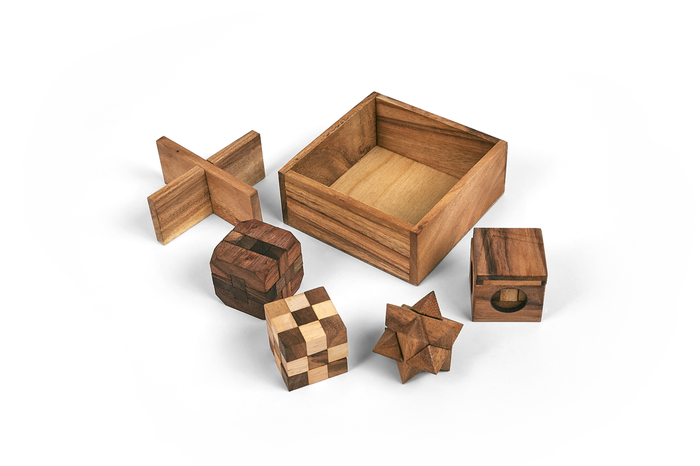 5 Puzzles in a Wooden Box