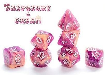 Raspberry & Cream - Aether Dice (set of 7 polyhedral dice)