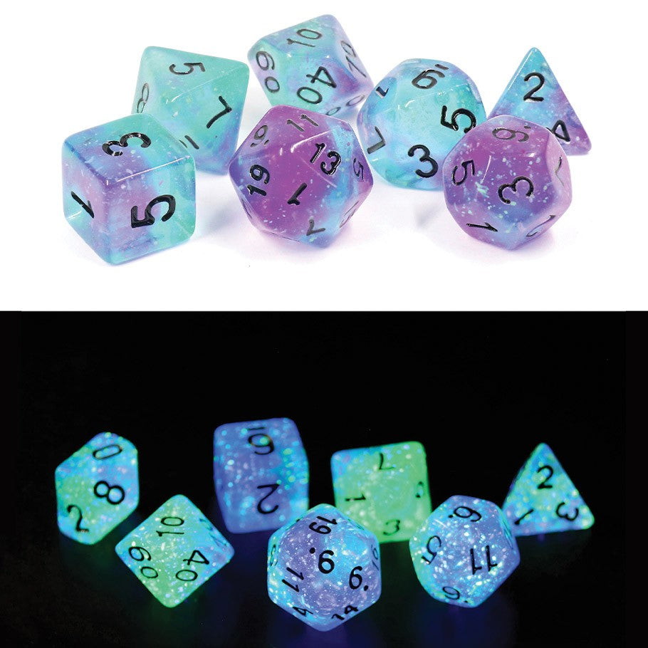 Peacock Glowworm - 7-set Dice - Sirius Dice