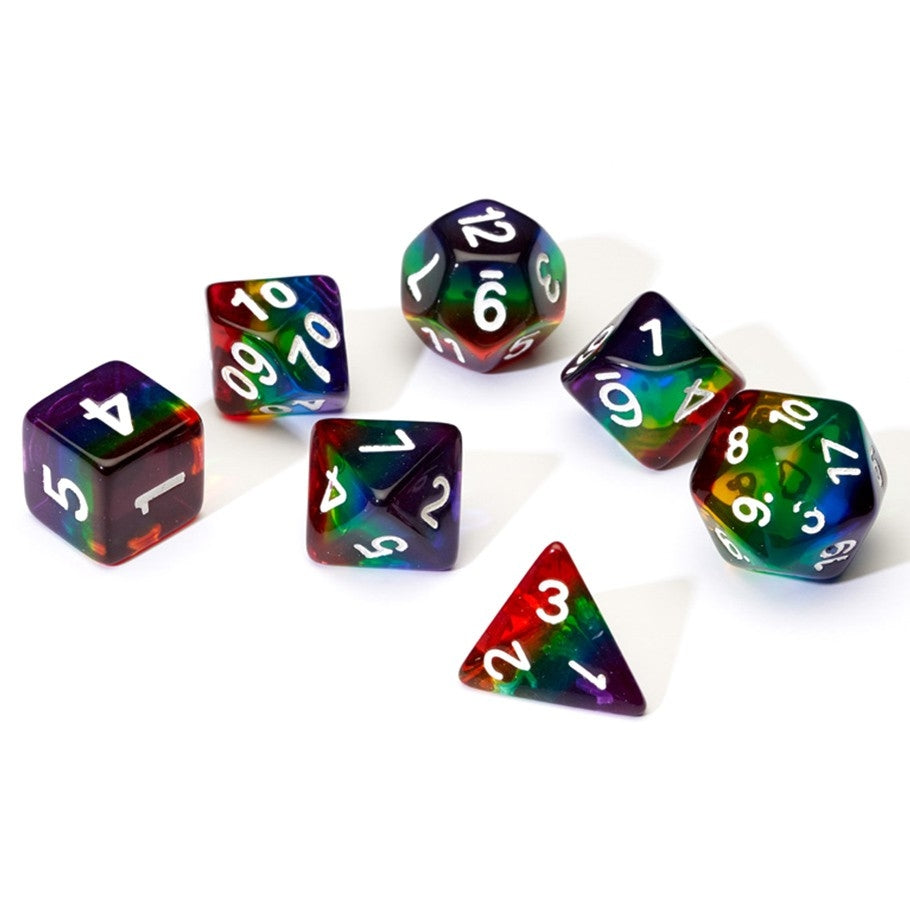 7-set TR Rainbow wh Dice in Tube - Sirius Dice