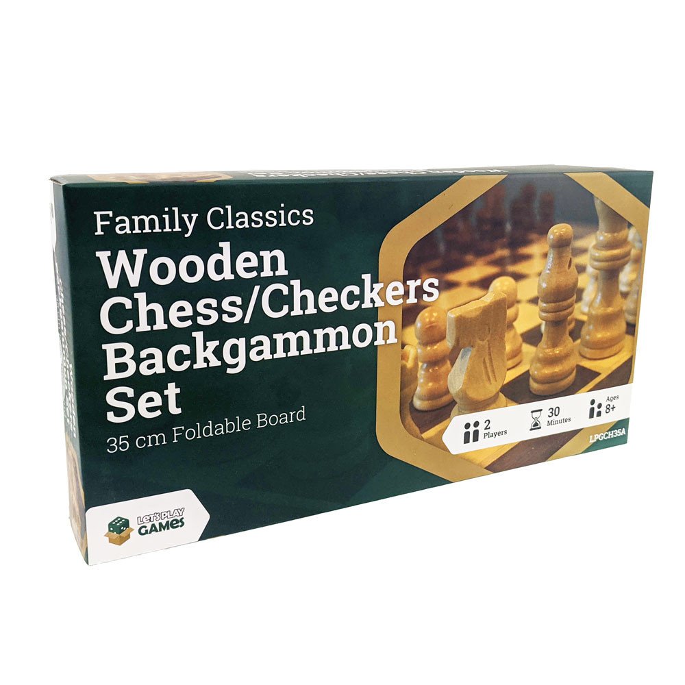 LPG 35cm Wooden Folding Chess/Checkers/Backgammon