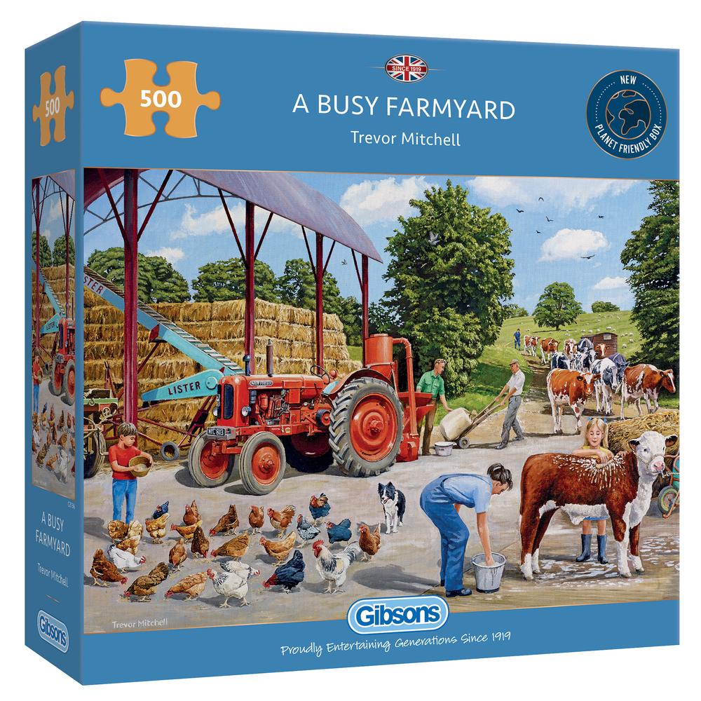 A Busy Farmyard 500pc - Gibsons