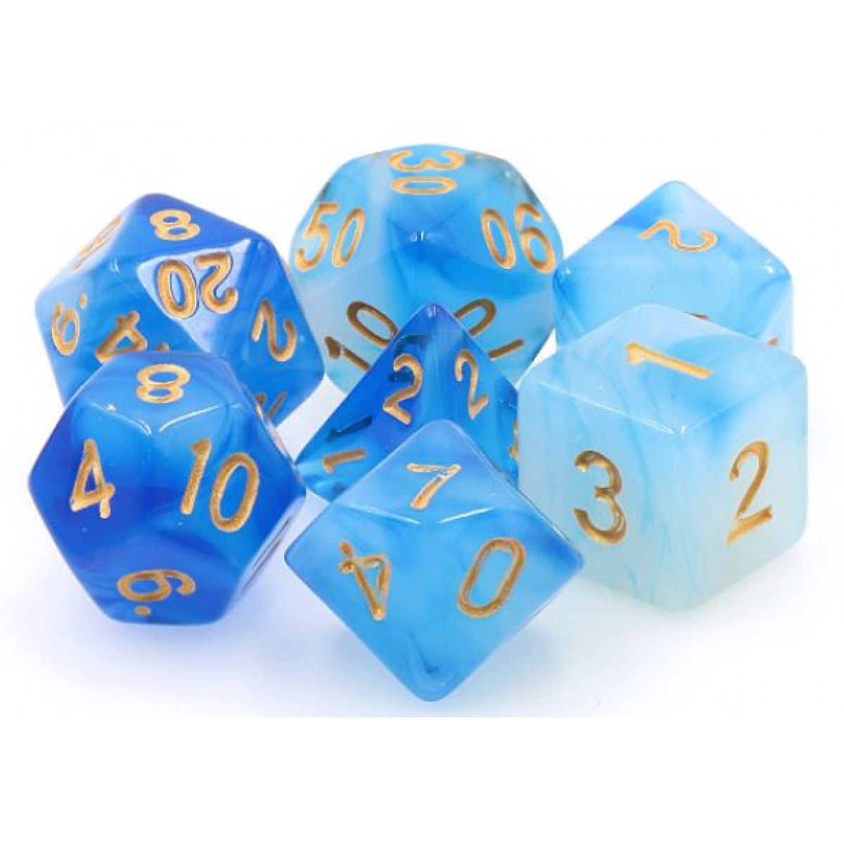 Blue Haze Translucent - Opaque - Djinns Oasis - TMG RPG Dice Set of 7
