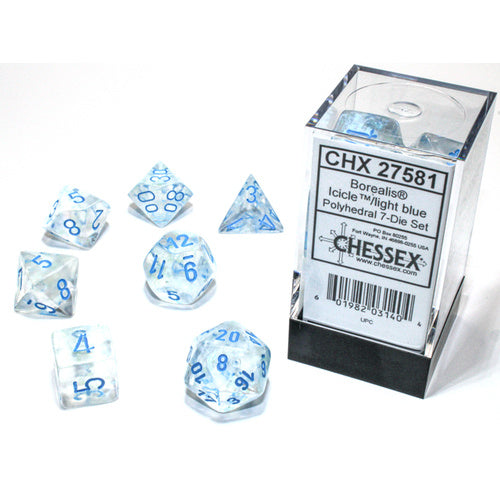 CHX27581 Borealis Luminary Polyhedral Icicle-Light Blue 7-Die Set Chessex