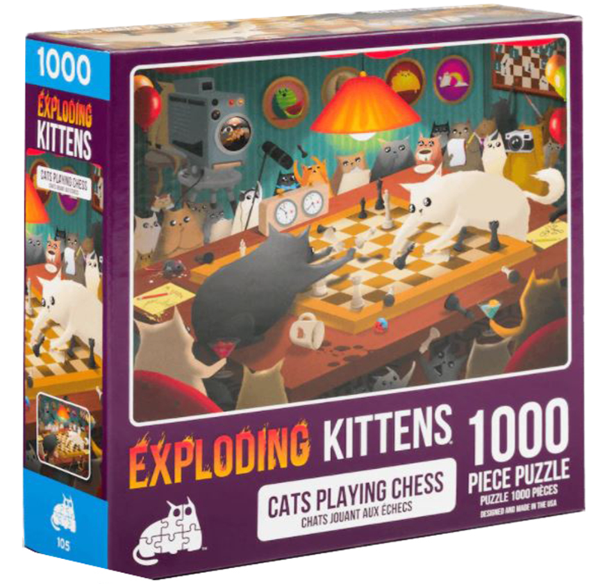 Cats Playing Chess - Exploding Kittens Puzzle 1,000 pieces