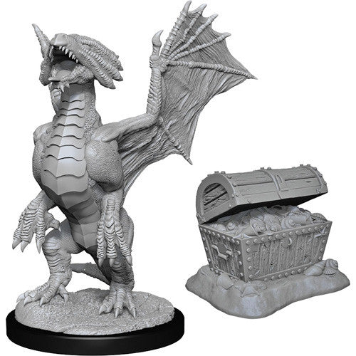 Dragon Bronze Wyrmling & Pile of Sea Found Treasure - D&D Nolzurs Marvelous Unpainted Miniatures