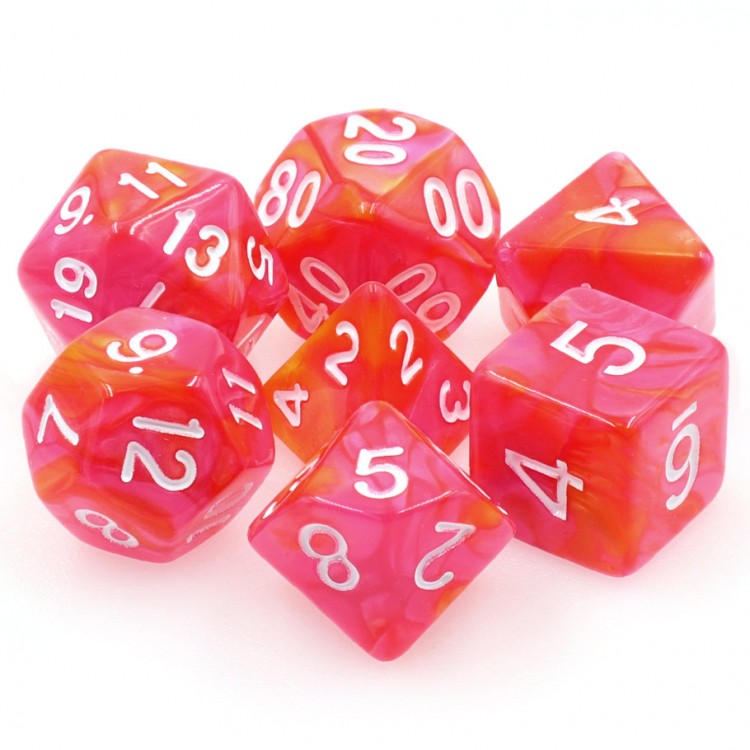Dragons Blaze - Orange/Rose - Fusion - 7-Set TMG RPG Dice