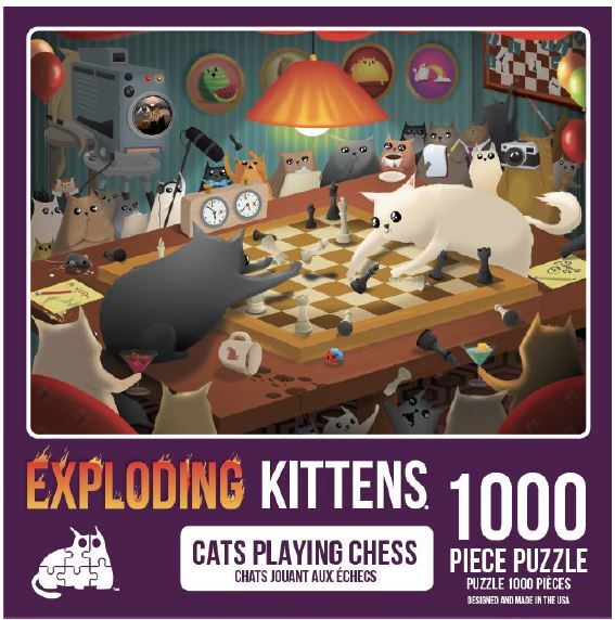 Cats Playing Chess - Exploding Kittens Puzzle 1000pc