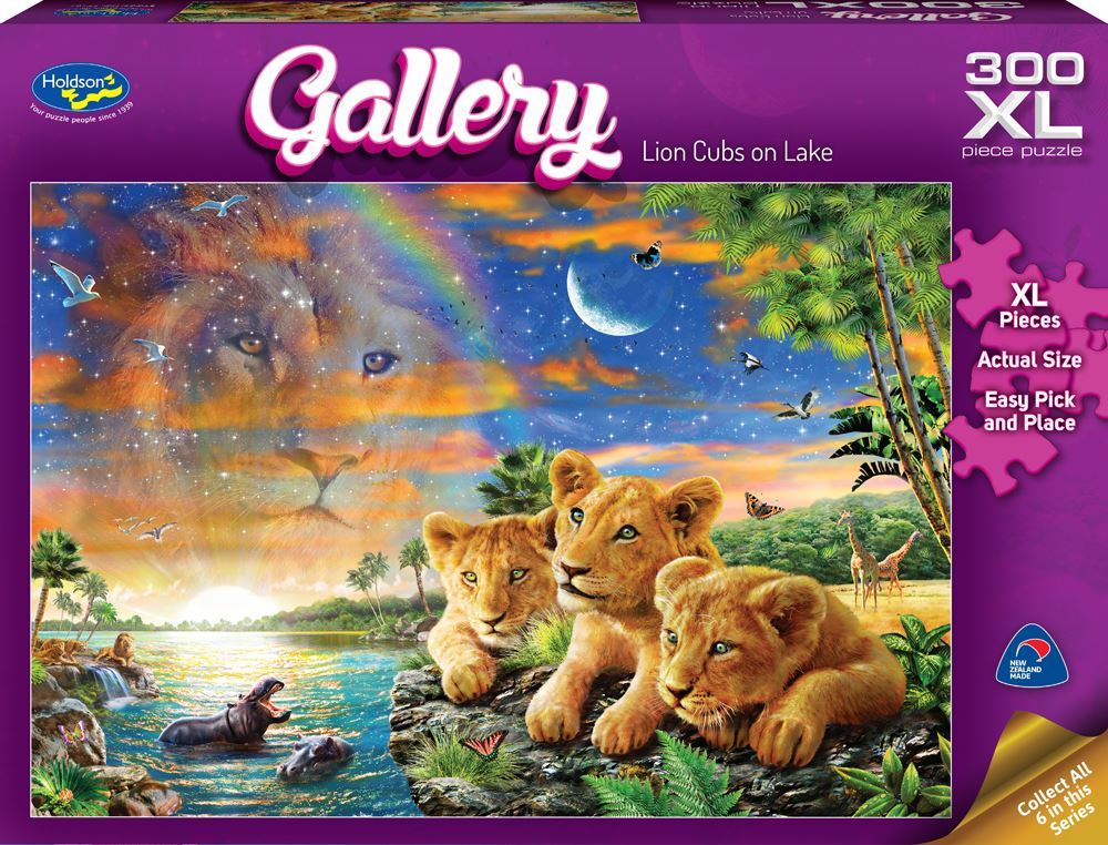 Gallery: Animals Lion Cubs on Lake 300XLpc HOLDSONS