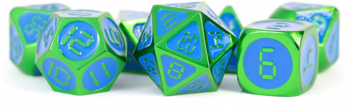 Green w Blue Enamel - MDG Metal Dice Set