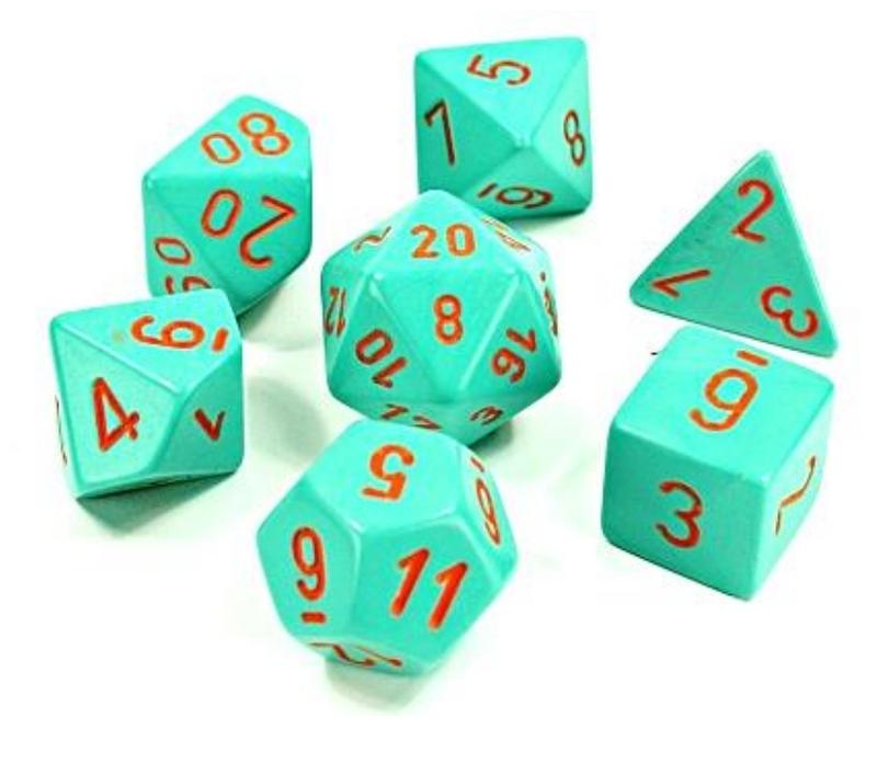 CHX30039 - Heavy- Turquoise/Orange Chessex LabDice in Tube