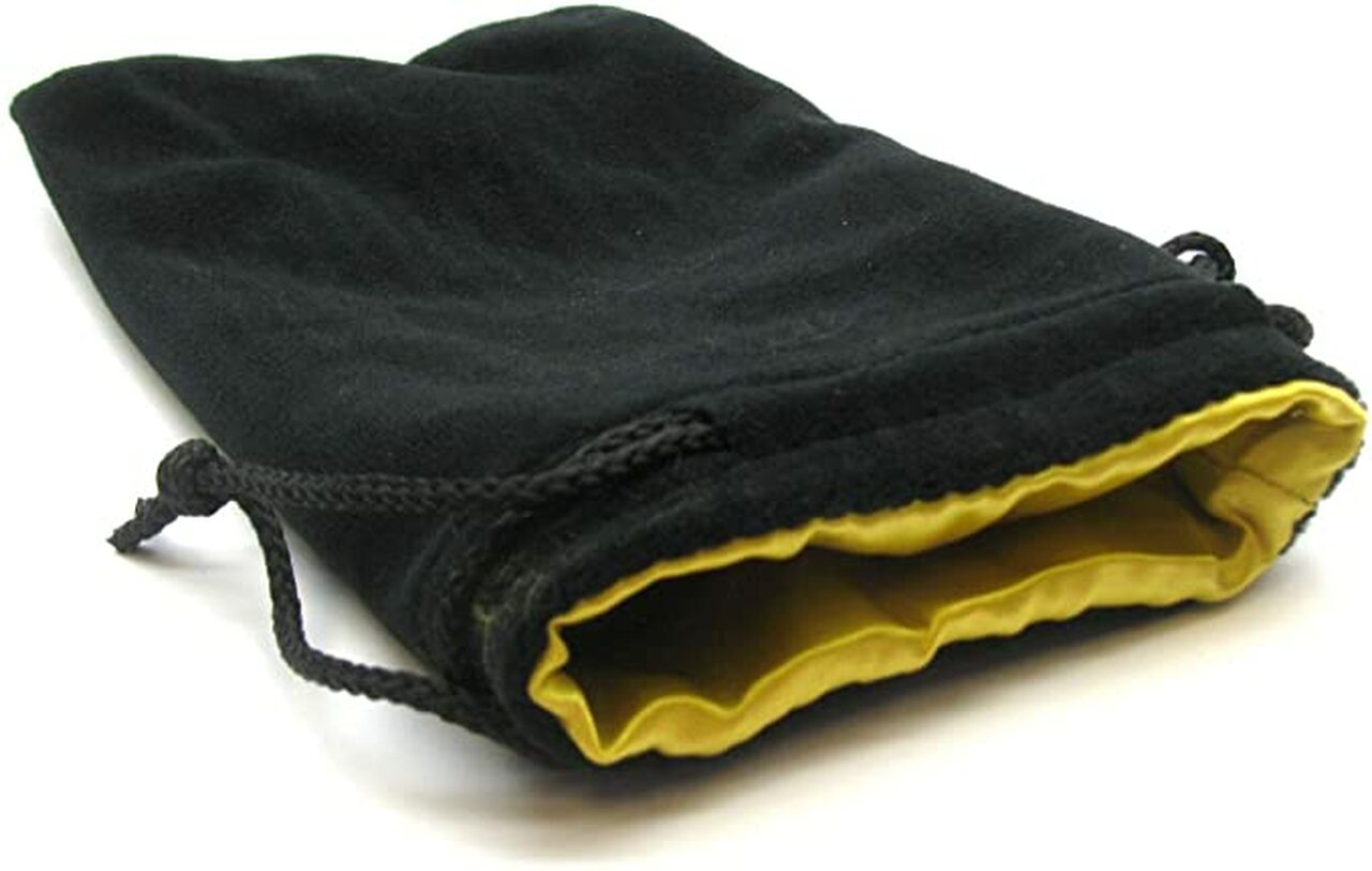 Gold Satin Lined - Black Velvet Dice Bag 12.5x20cm