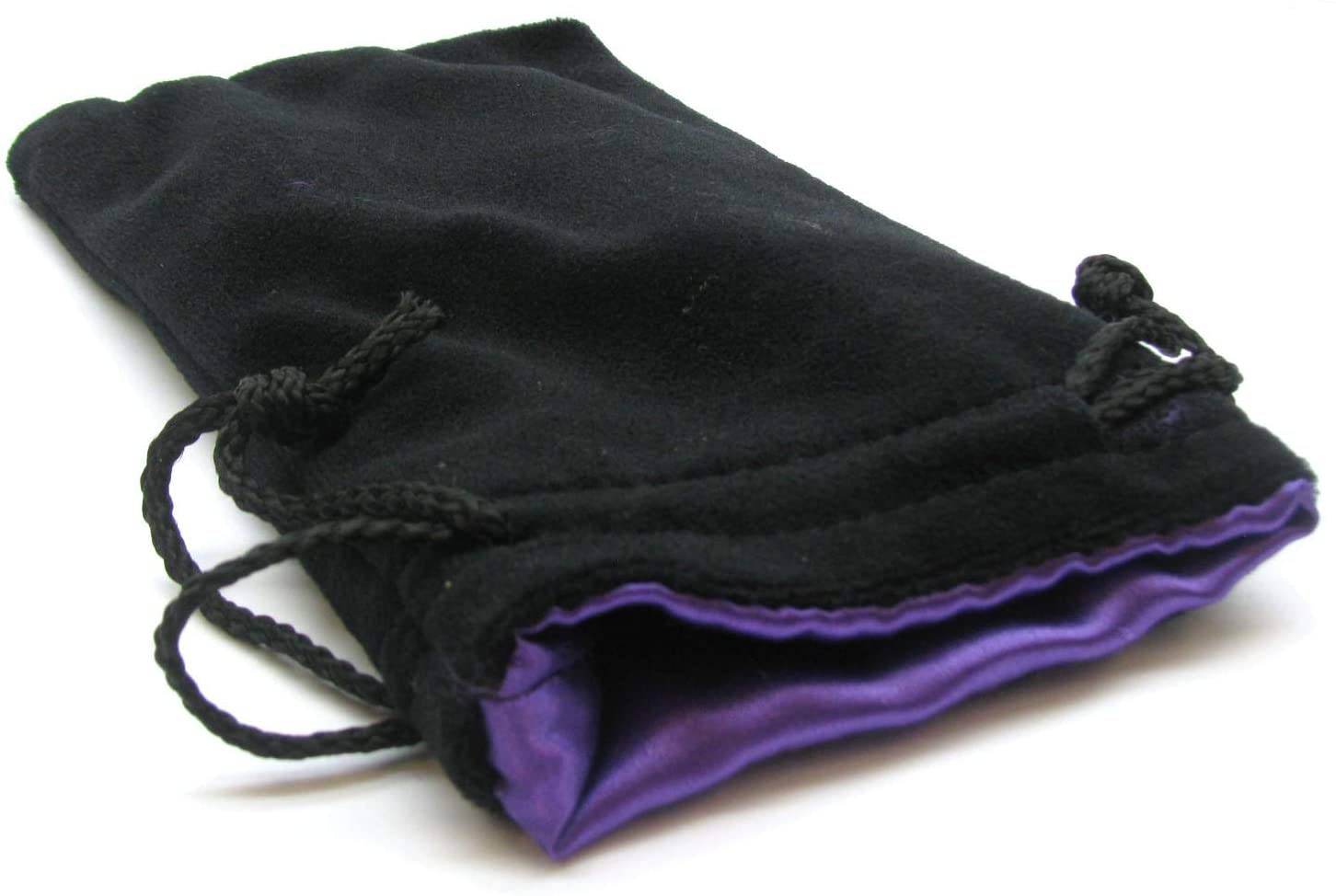 Purple Satin Lined - Black Velvet Dice Bag 12.5x20cm