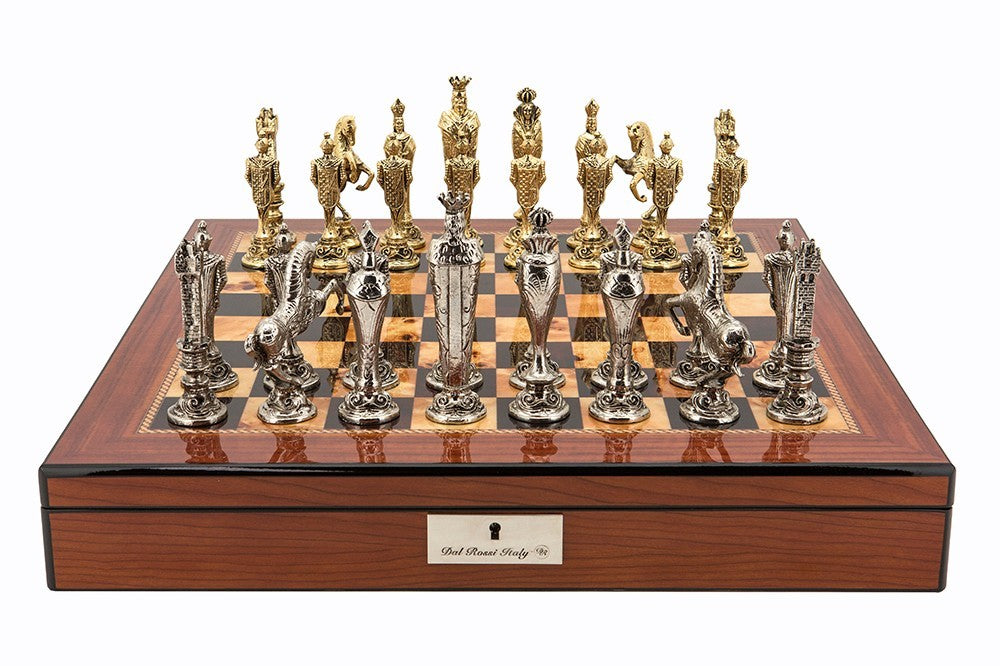 L2076DR - Renaissance on Walnut Finish Chess Box 20” with compartments Chess SET