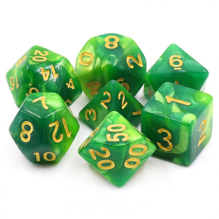 Lichs Aura - Green - Fusion - 7-Set TMG RPG Dice