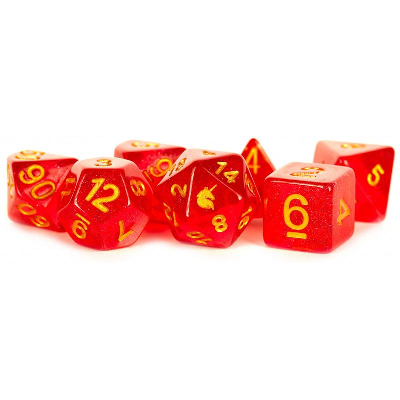 Unicorn - Red - MDG Resin Polyhedral Dice Set