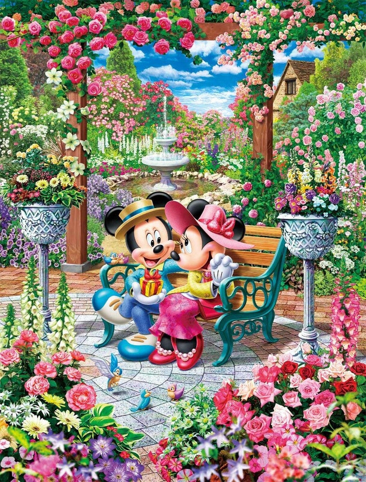 Mickey & Minnie Blooming Love Royal Garden Puzzle 500 pieces - Tenyo Puzzle Disney