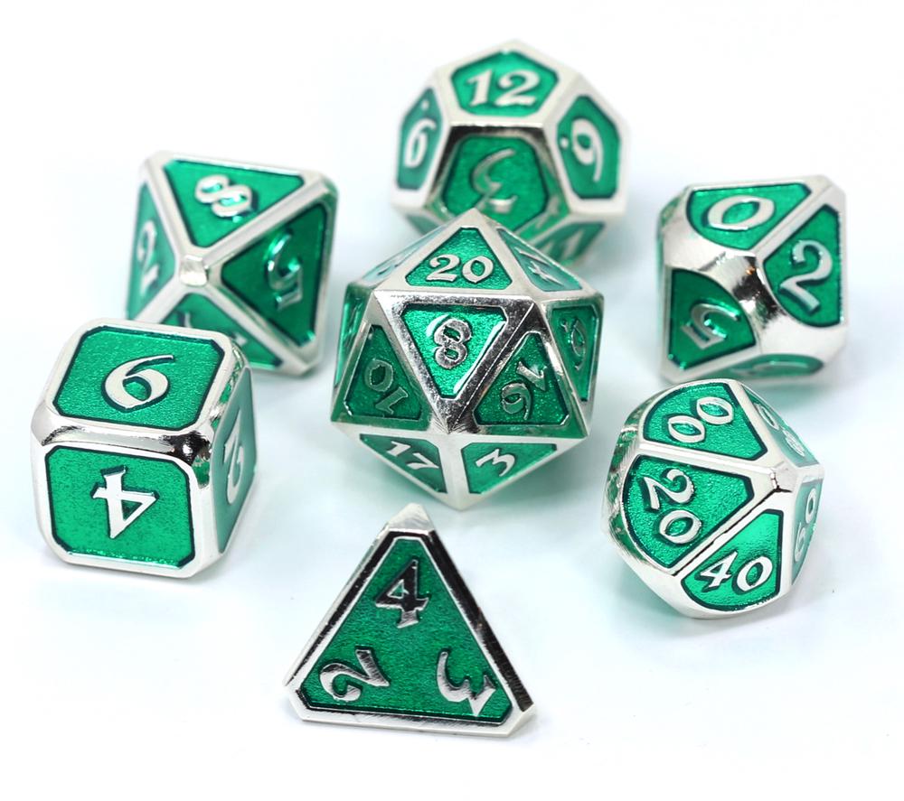 Mythica Platinum Emerald - Die Hard Dice Metal Set Polyhedral