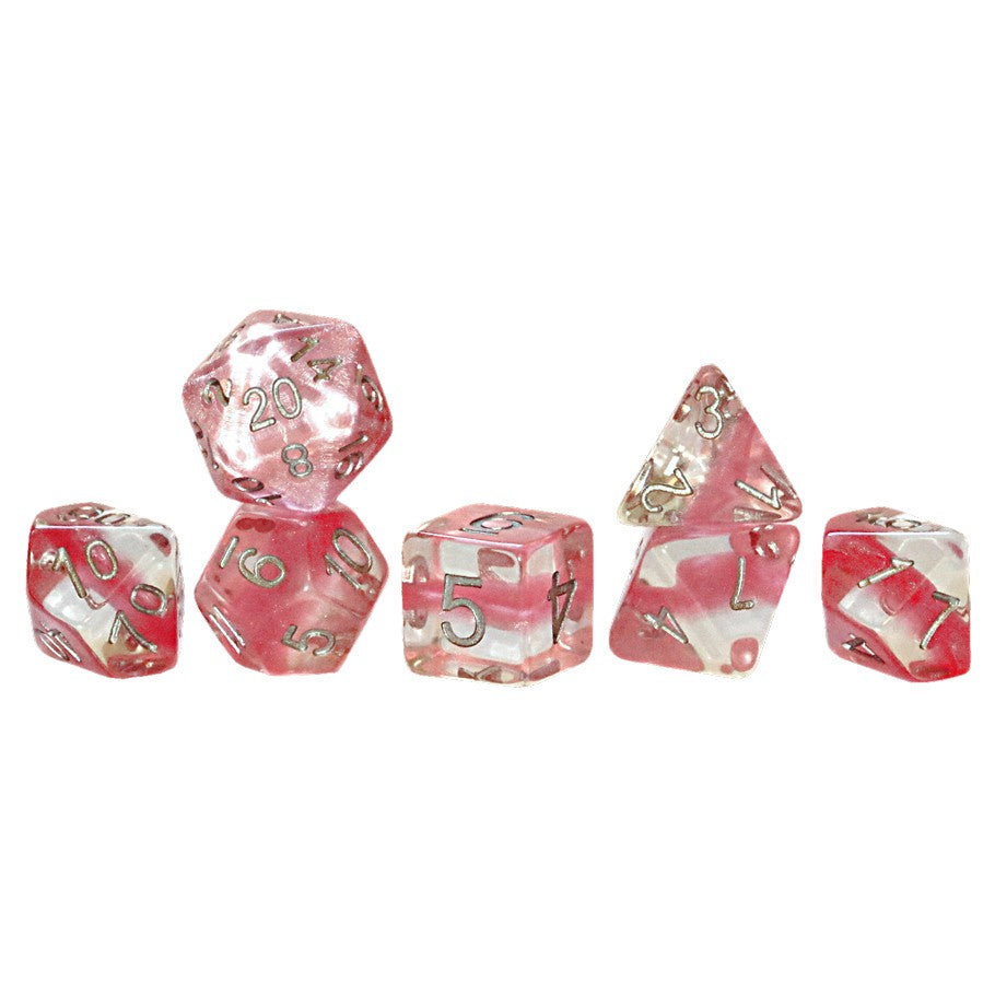 Neutron Rose Quartz - Halfsies - 7-Die Set Chessex