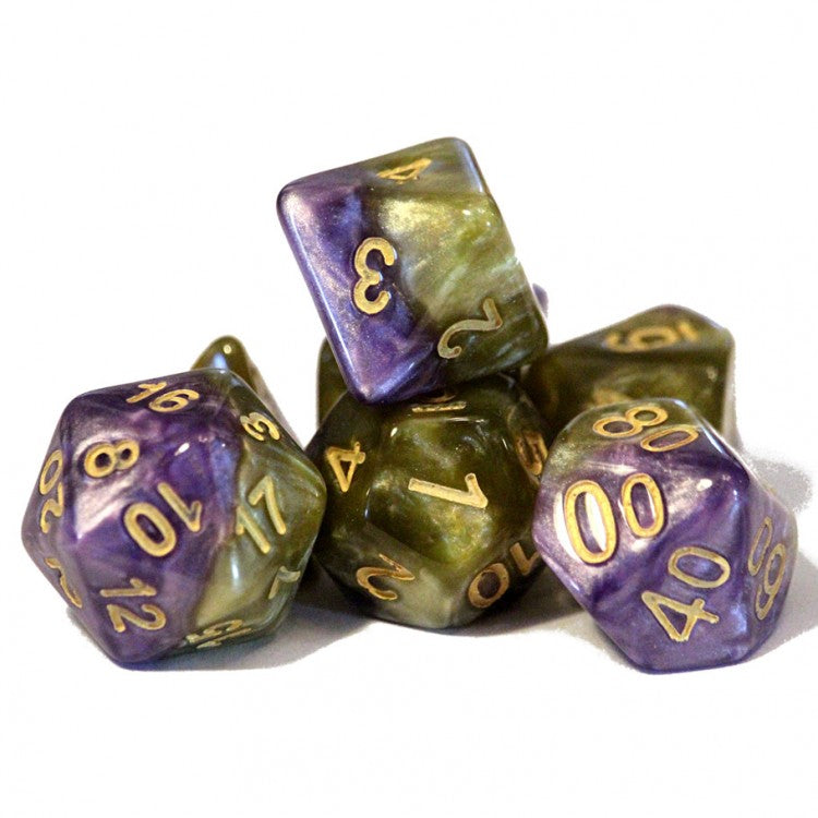 Queens Dice - Halfsies - 7-Die Set Chessex Upgraded Dice Case