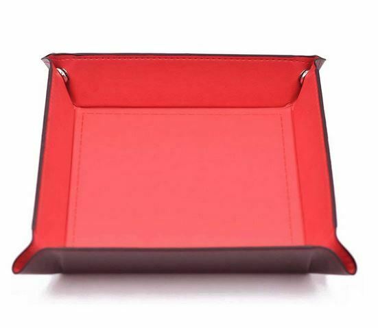 Red Leather Folding Dice Tray - 22x22cm