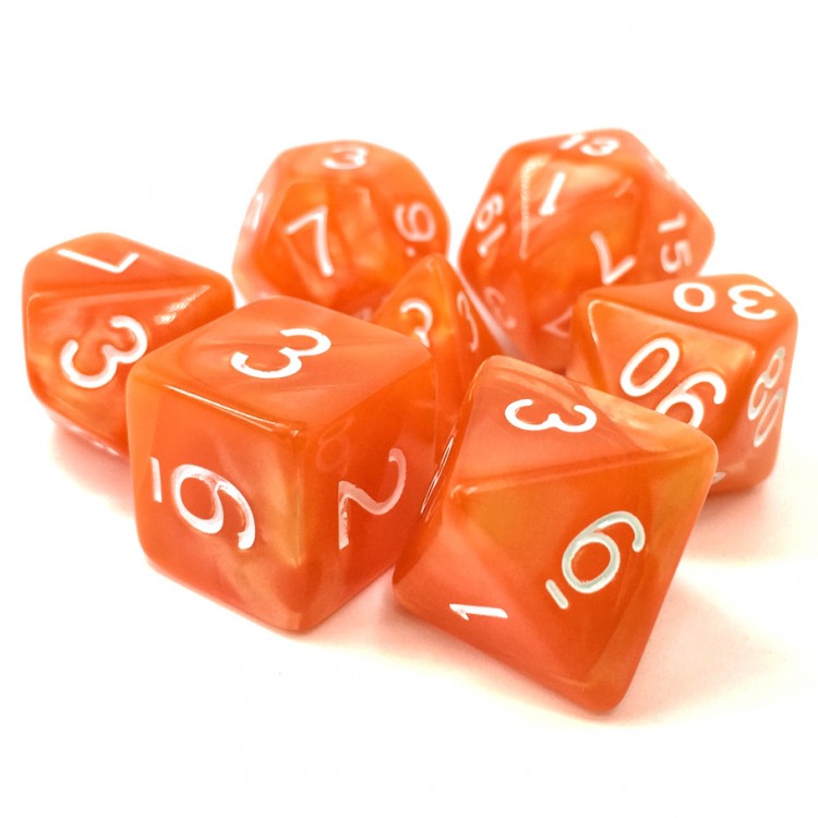 Sandman Sunrise - Orange Pearl - Opaque - 7-Set TMG RPG Dice