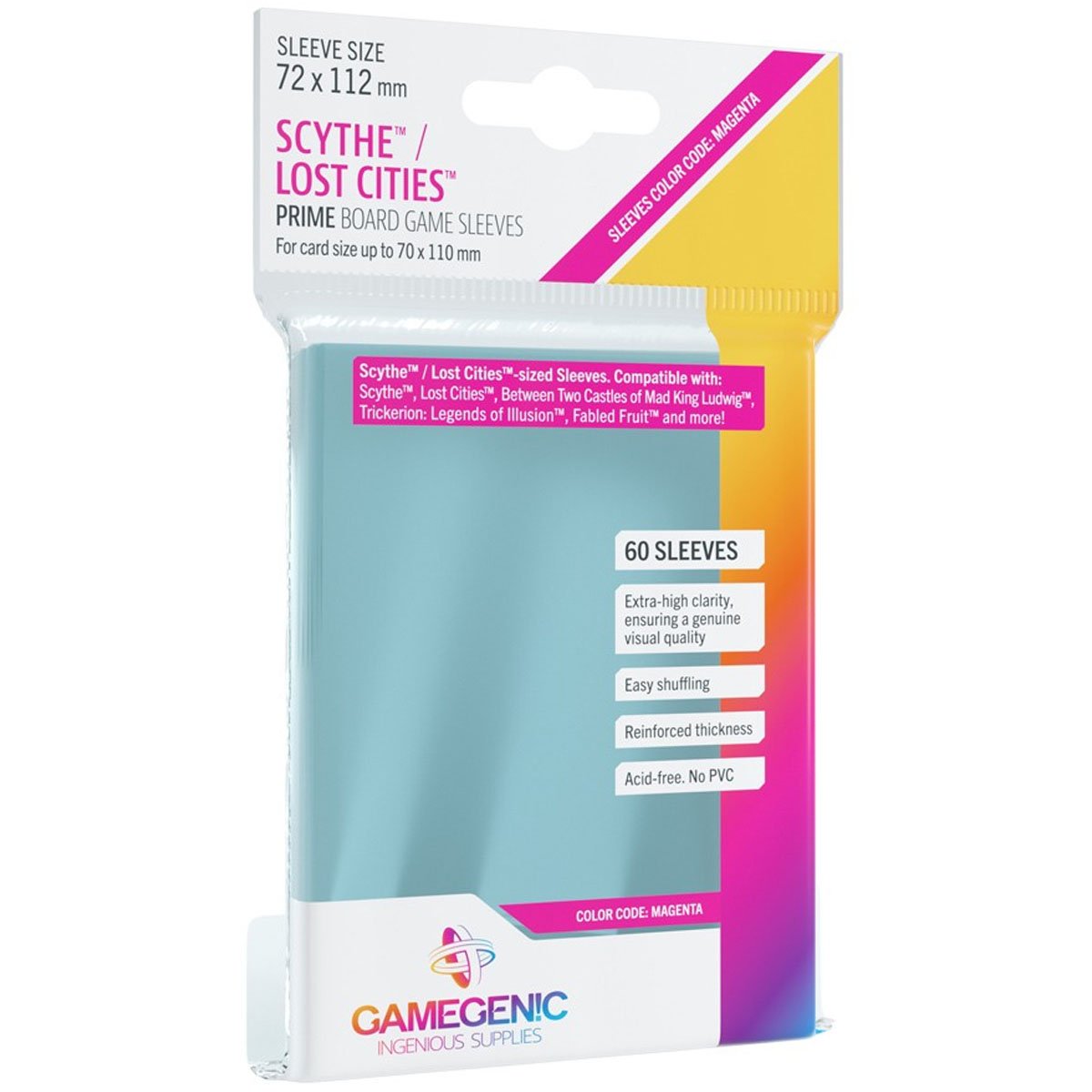 Prime Scythe/Lost Cities Board Game Sleeves (72mm x 112mm) (60 Sleeves Per Pack) - Gamegenic